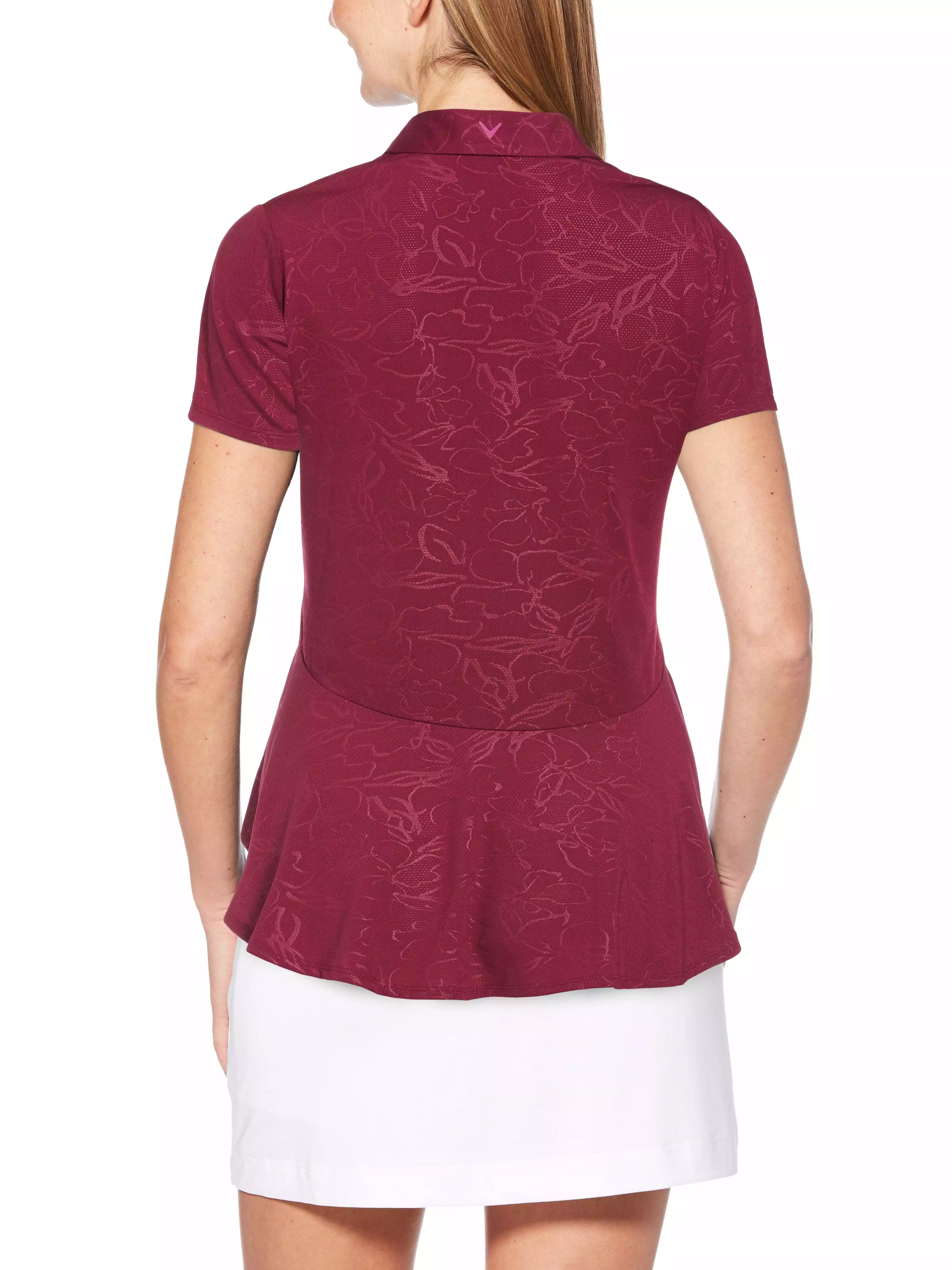 Womens Floral Embossed Polo