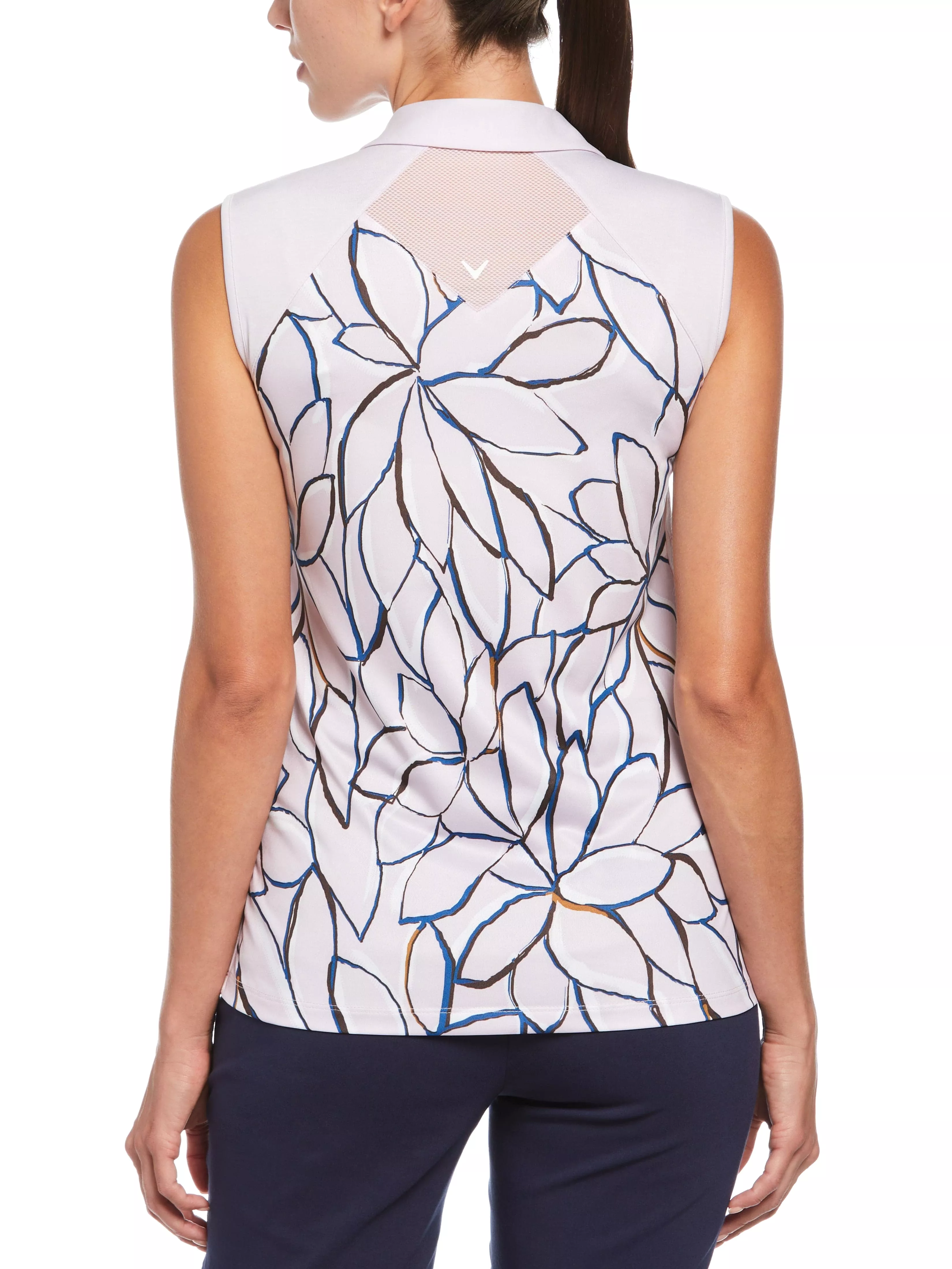 Womens Linear Floral Polo