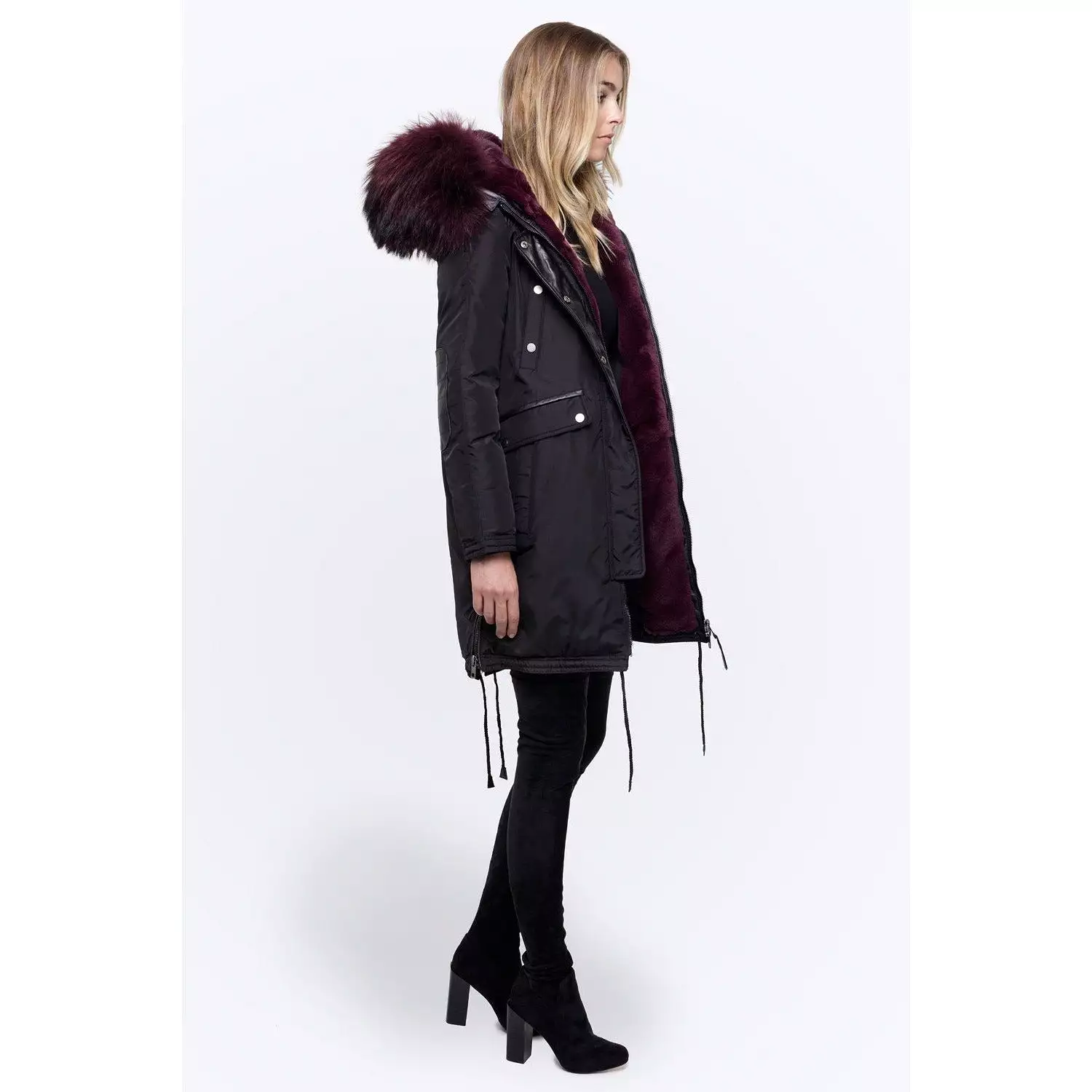 Women's Nicole Benisti Brera Coat - Black/Wine