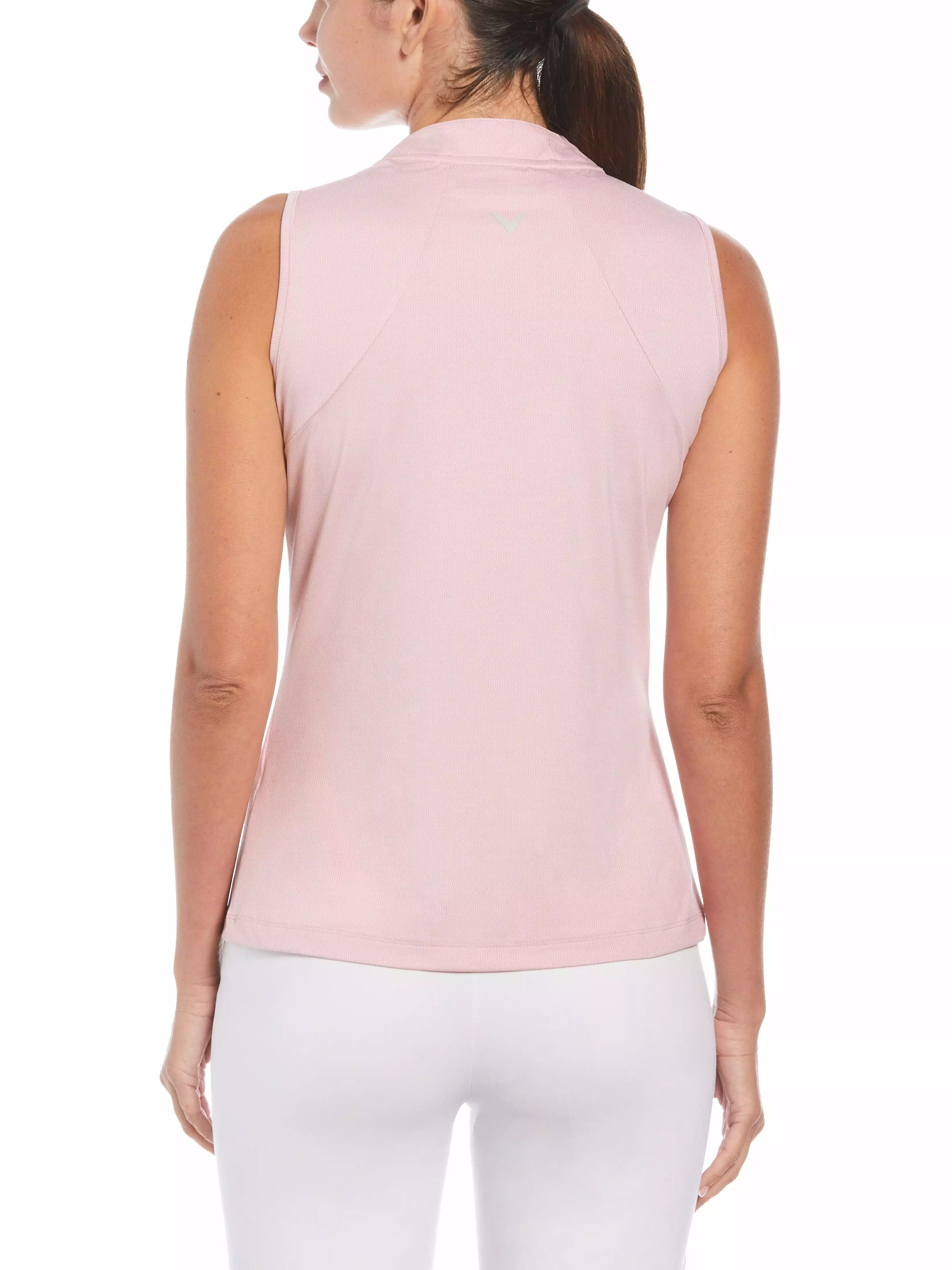 Womens Tonal Heather Quarter Zip Sleeveless Polo