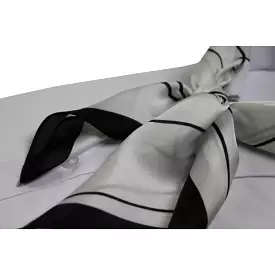 Womens White & Black Maze Silk Feel Soft Neck Scarf