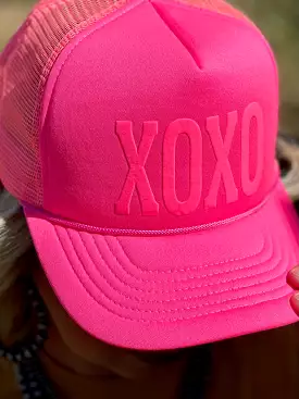 XOXO Puff Letter Pink Trucker Cap