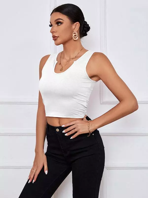 Y-Neckline Knit Tank Top