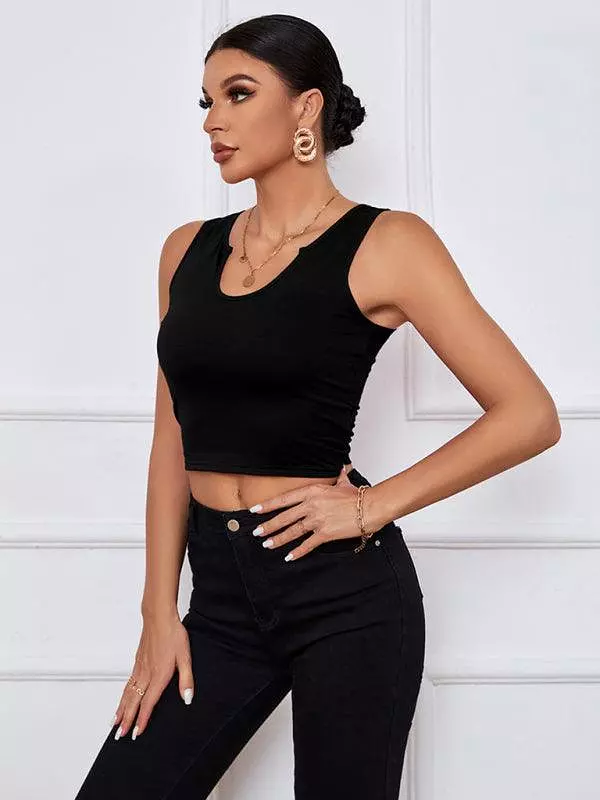 Y-Neckline Knit Tank Top